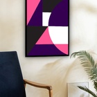 Quadro Decorativo Abstrato Geométrico Rosa Roxo  - 70x50cm Mo