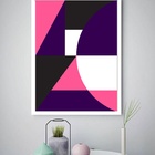 Quadro Decorativo Abstrato Geométrico Rosa Roxo  - 70x50cm Mo
