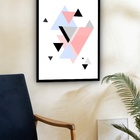 Quadro Decorativo Abstrato Geométrico Triângulos  - 70x50cm M