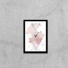 Quadro Decorativo Abstrato Geométrico Triângulos Rosinhas 45x