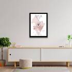 Quadro Decorativo Abstrato Geométrico Triângulos Rosinhas 45x