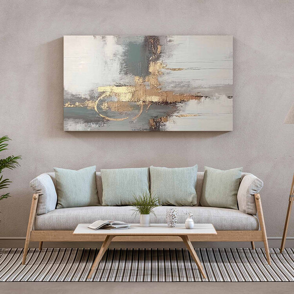 Quadro Decorativo Abstrato Gold The Gray - 120x80 Cm