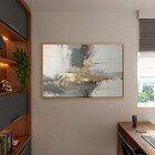 Quadro Decorativo Abstrato Gold The Gray Com Moldura Dourada