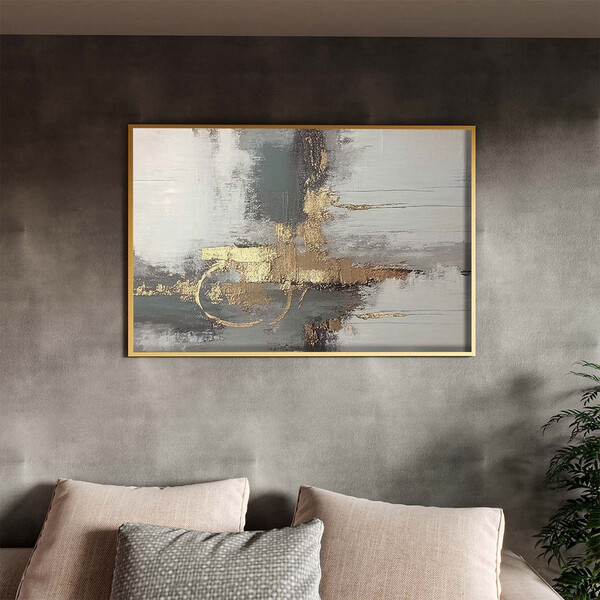 Quadro Decorativo Abstrato Gold The Gray Com Moldura Dourada