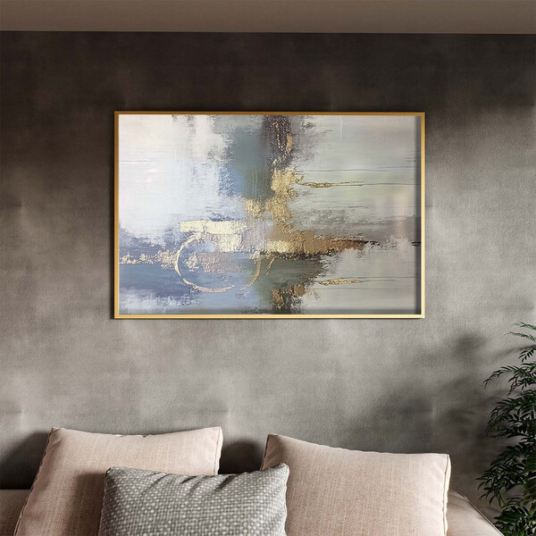 Quadro Decorativo Abstrato Gold The Gray Com Moldura E Vidro