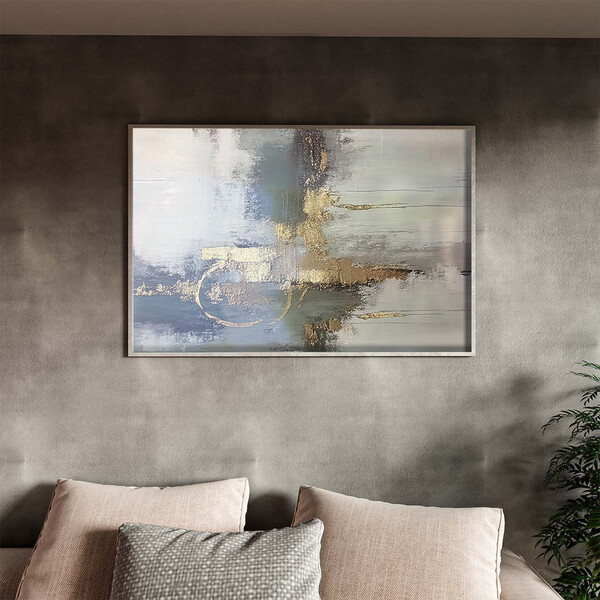 Quadro Decorativo Abstrato Gold The Gray Com Moldura E Vidro