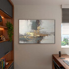 Quadro Decorativo Abstrato Gold The Gray Com Moldura Prata -