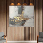 Quadro Decorativo Abstrato Gold The Gray Com Moldura Prata -