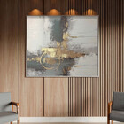 Quadro Decorativo Abstrato Gold The Gray Com Moldura Prata -