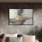 Quadro Decorativo Abstrato Gold The Gray Com Moldura Preto -