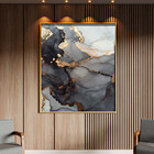 Quadro Decorativo Abstrato Gray Smoke Com Moldura Dourada - 1