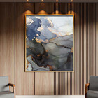 Quadro Decorativo Abstrato Gray Smoke Com Moldura E Vidro Dou