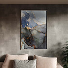 Quadro Decorativo Abstrato Gray Smoke Com Moldura E Vidro Pra
