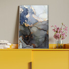 Quadro Decorativo Abstrato Gray Smoke Com Moldura E Vidro Pra