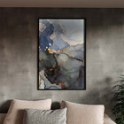 Quadro Decorativo Abstrato Gray Smoke Com Moldura E Vidro Pre