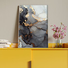 Quadro Decorativo Abstrato Gray Smoke Com Moldura Prata - 100