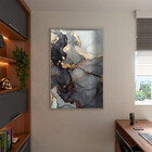 Quadro Decorativo Abstrato Gray Smoke Com Moldura Prata - 180