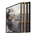 Quadro Decorativo Abstrato Gray Smoke Com Moldura Prata 180x1