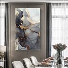 Quadro Decorativo Abstrato Gray Smoke Com Moldura Prata 200x1