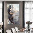 Quadro Decorativo Abstrato Gray Smoke Com Moldura Prata E Vid