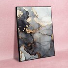 Quadro Decorativo Abstrato Gray Smoke Com Moldura Preta E Vid