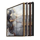 Quadro Decorativo Abstrato Gray Smoke Com Moldura Preta E Vid