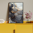 Quadro Decorativo Abstrato Gray Smoke Com Moldura Preto - 150