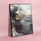 Quadro Decorativo Abstrato Gray Smoke Com Moldura Preto 200x1