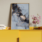 Quadro Decorativo Abstrato Gray Smoke Seg Com Moldura Dourada