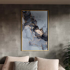Quadro Decorativo Abstrato Gray Smoke Seg Com Moldura Dourada