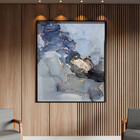 Quadro Decorativo Abstrato Gray Smoke Seg Com Moldura E Vidro