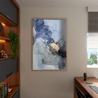 Quadro Decorativo Abstrato Gray Smoke Seg Com Moldura E Vidro