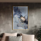 Quadro Decorativo Abstrato Gray Smoke Seg Com Moldura E Vidro