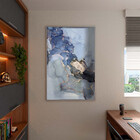 Quadro Decorativo Abstrato Gray Smoke Seg Com Moldura E Vidro