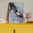 Quadro Decorativo Abstrato Gray Smoke Seg Com Moldura Prata -