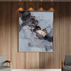 Quadro Decorativo Abstrato Gray Smoke Seg Com Moldura Prata -