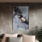 Quadro Decorativo Abstrato Gray Smoke Seg Com Moldura Prata -