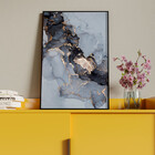 Quadro Decorativo Abstrato Gray Smoke Seg Com Moldura Preto -