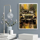 Quadro Decorativo Abstrato Jeep 45x34cm - Com Vidro Moldura B