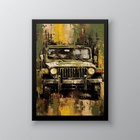 Quadro Decorativo Abstrato Jeep 45x34cm Moldura Preta