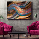 Quadro Decorativo Abstrato Linhas Douradas Sobrepostas - 120x