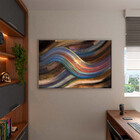 Quadro Decorativo Abstrato Linhas Douradas Sobrepostas Com Mo