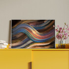 Quadro Decorativo Abstrato Linhas Douradas Sobrepostas Com Mo