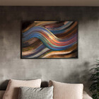 Quadro Decorativo Abstrato Linhas Douradas Sobrepostas Com Mo