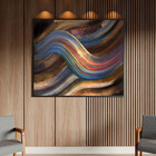 Quadro Decorativo Abstrato Linhas Douradas Sobrepostas Com Mo