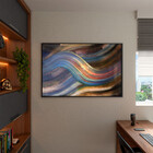 Quadro Decorativo Abstrato Linhas Douradas Sobrepostas Com Mo