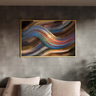 Quadro Decorativo Abstrato Linhas Douradas Sobrepostas Com Mo