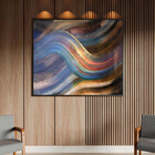 Quadro Decorativo Abstrato Linhas Douradas Sobrepostas Com Mo