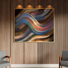 Quadro Decorativo Abstrato Linhas Douradas Sobrepostas Com Mo