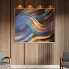 Quadro Decorativo Abstrato Linhas Douradas Sobrepostas Com Mo